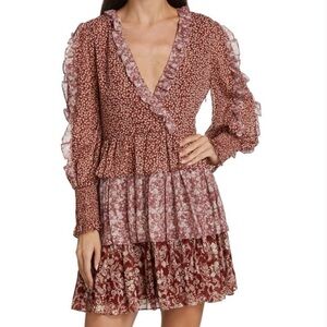 En Saison Metallic Floral Mini Dress Sz M